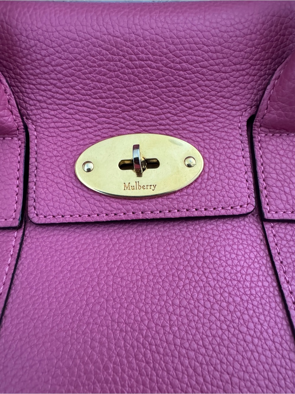 Mulberry Hot Pink Pebbled Leather Satchel with Gold Hardware - Picture 2 of 4